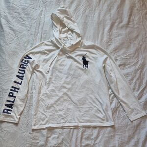 Ralph Lauren Polo White Hoodie with Blue Accents